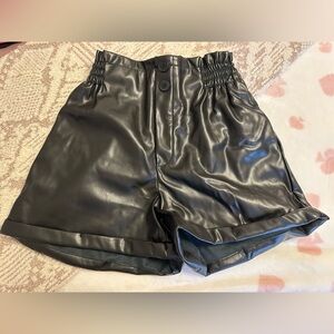 HYFVE Black High Waist Faux Leather Shorts